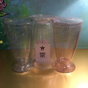 New Plastic Shake cups 3 count Red, Silver and Blue glitter.